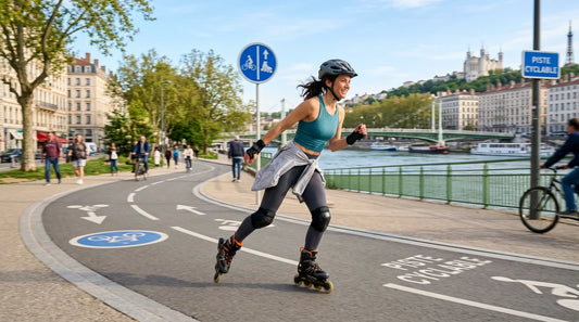 Personne pratiquant le roller en ligne en milieu urbain en France