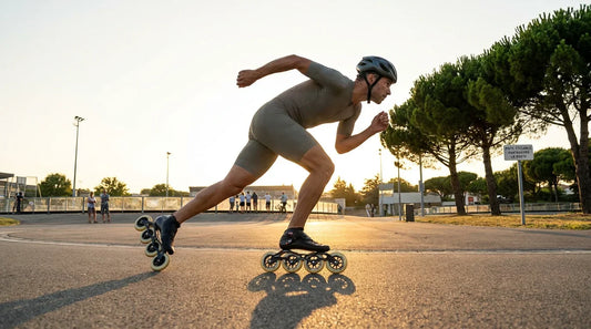 Patineur de roller vitesse en action sur une piste en France