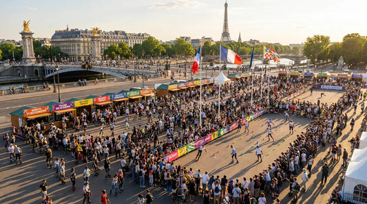 Vue d'ensemble d'un festival de roller sur une esplanade urbaine en France
